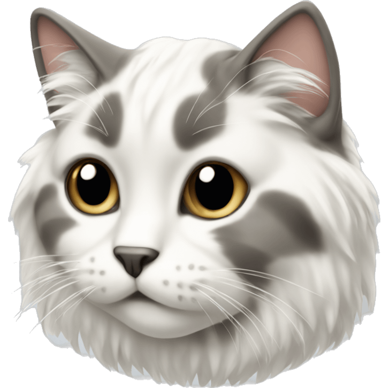 Beige white and grey fluffy cat  emoji