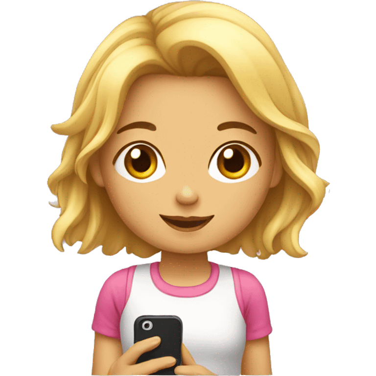 niña con celular emoji