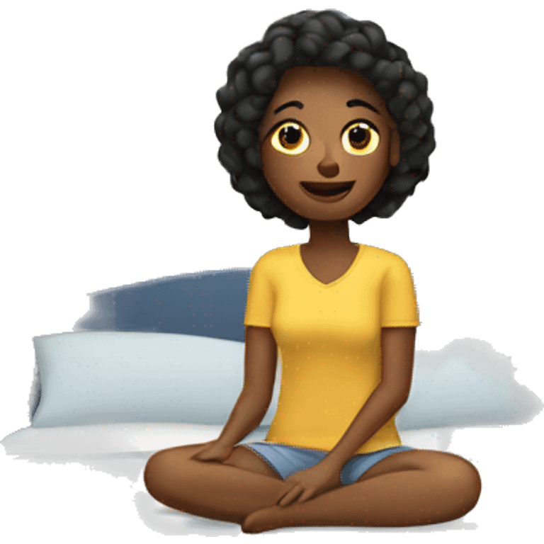 Woman sitting on a bed emoji