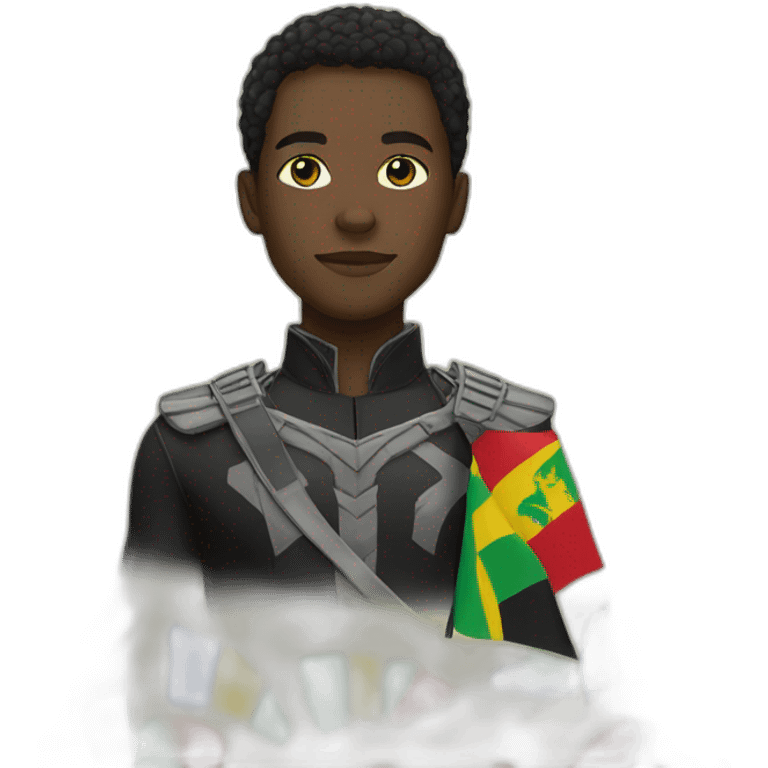 Black panther hero with Central African Republic color flag emoji