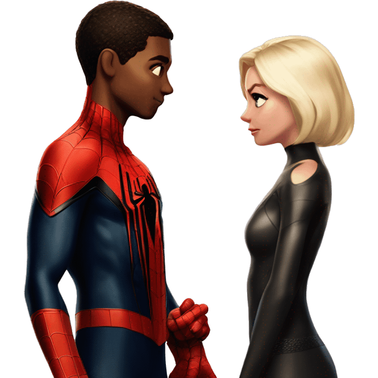 Spider-Man Miles Morales and Gwen Spider facing each other emoji