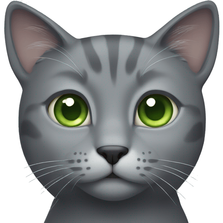 Grey cat with short fur and green eyes emoji