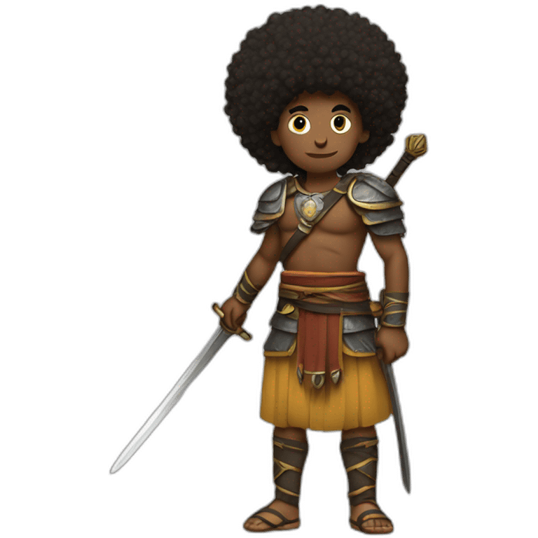 Hadandawian warrior with Afro and sword gazing away emoji