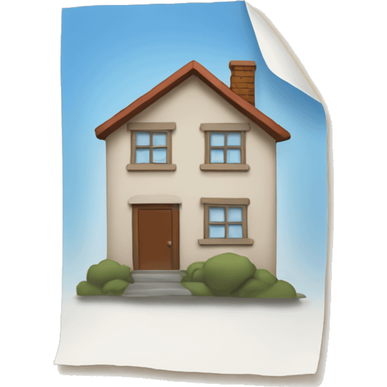 house and a stack of paper or a single document with a visible home symbol on it.  emoji