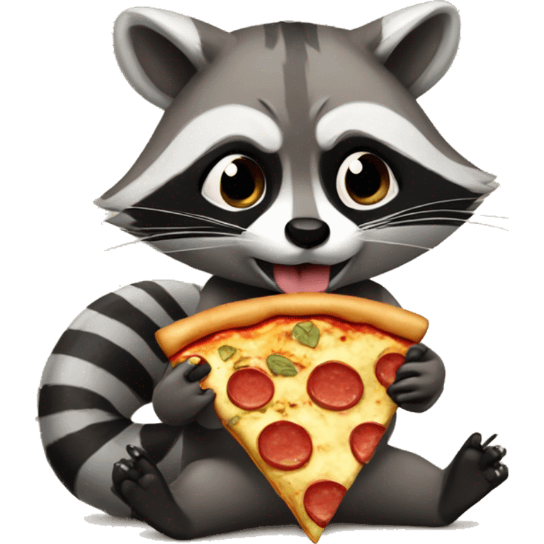 Raccoon eating a pizza emoji