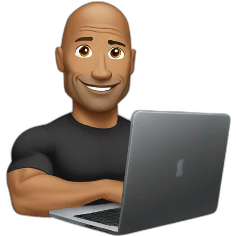 Dwayne johnson with laptop emoji