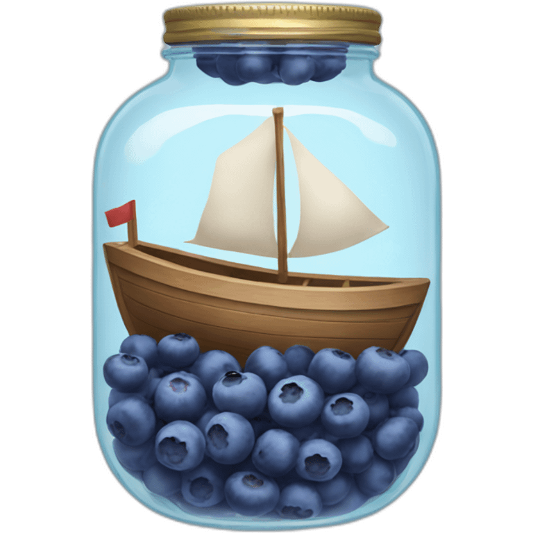 a boat floating in a jar of blueberry emoji