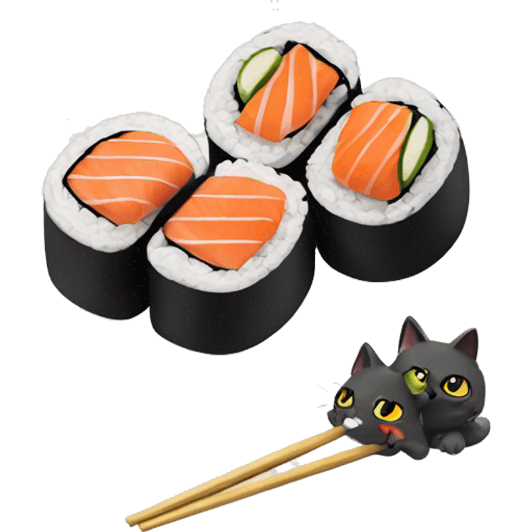 2 happy cats eating sushi emoji | AI Emoji Generator