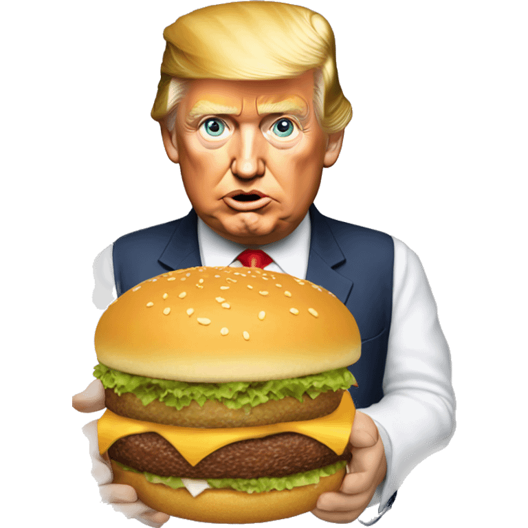 Donald Trump eating a hamburger emoji