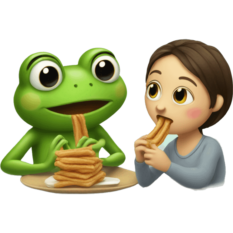 little frog and his mom eating churros emoji