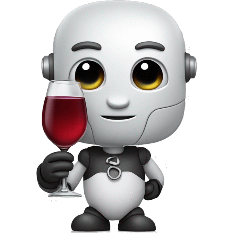 cute chatbot holding a glass of wine emoji