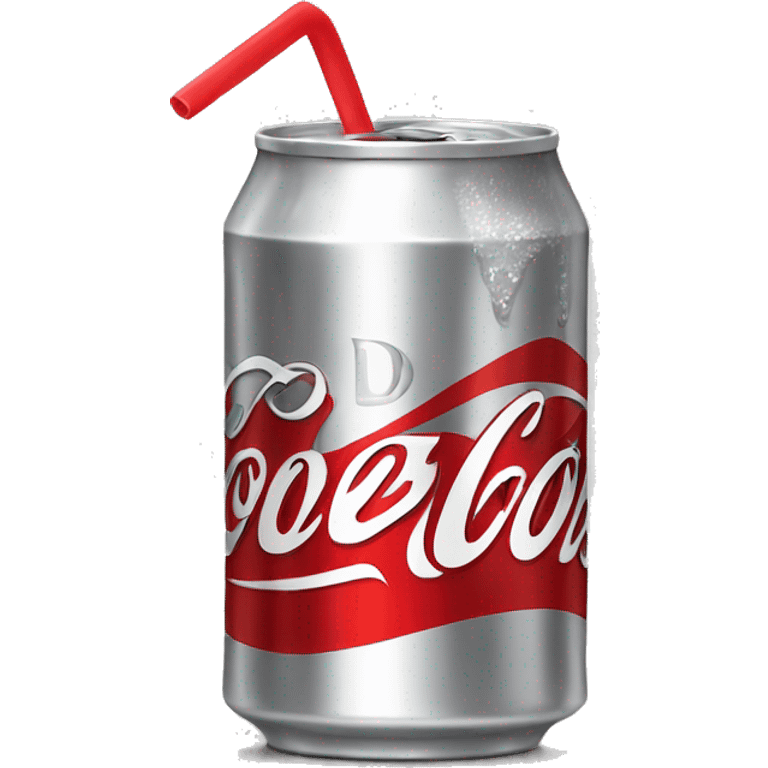 Diet Coke can with a red straw emoji