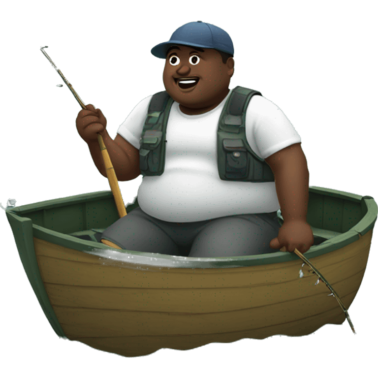 Fat black man fishing emoji