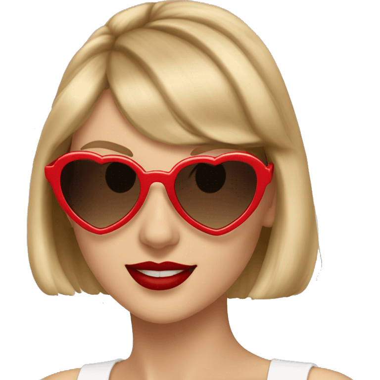 Taylor swift wearing red heart sunglasses emoji