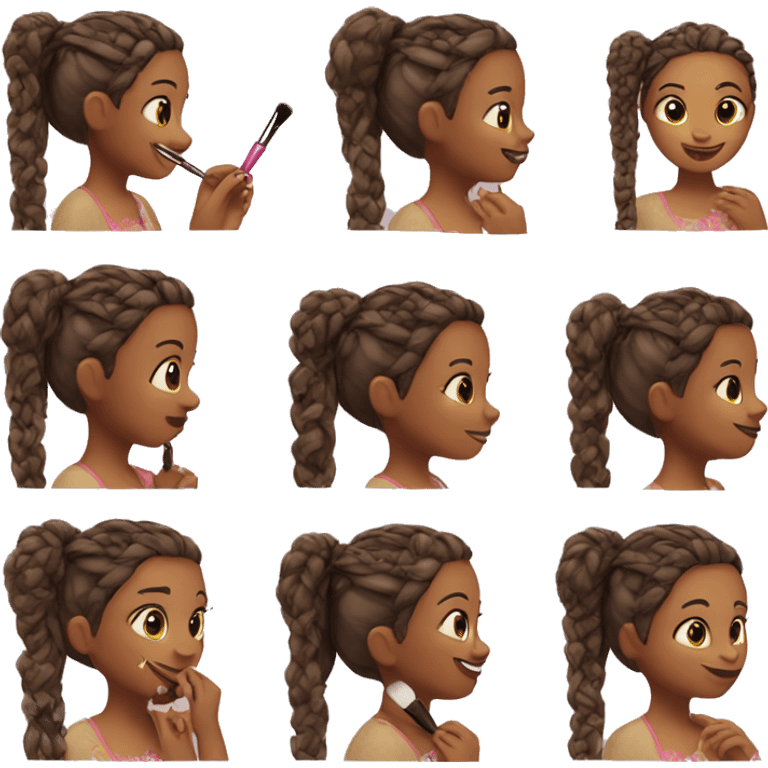 Boho braids haired girl putting on makeup  emoji