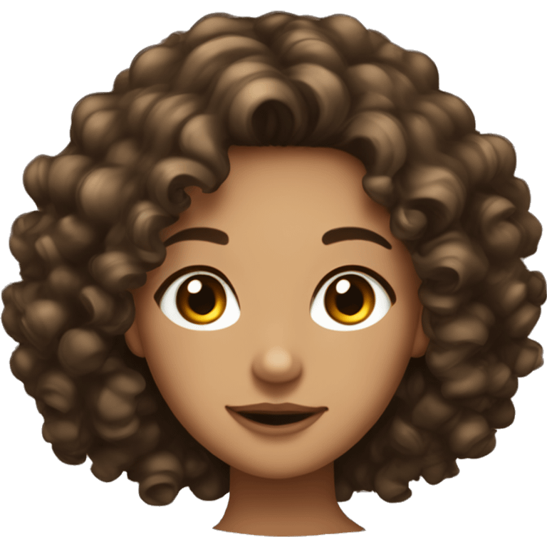 pretty tan girl with curly hair, long lashes and really dark brown emoji