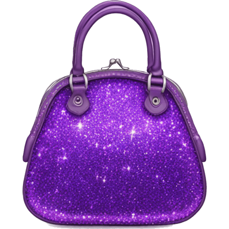 Realistic purple Sparkle glitter designer purse isolated.  emoji