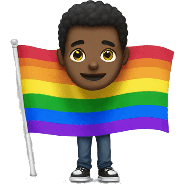 Black man with a rainbow flag emoji