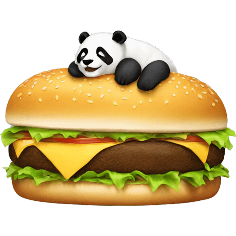 Panda sleeping in a burger emoji