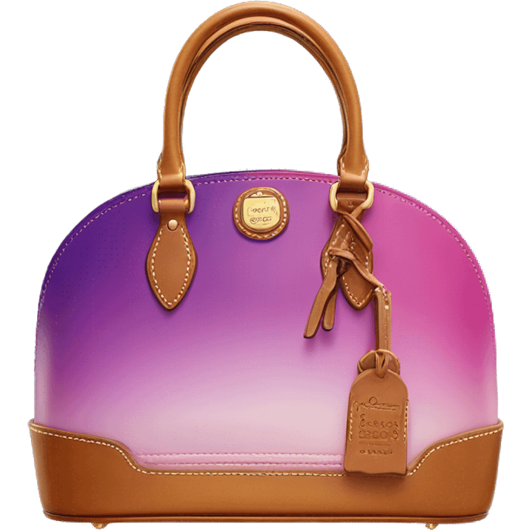 Realistic pink to purple ombre dooney and bourke domed satchel purse.  emoji