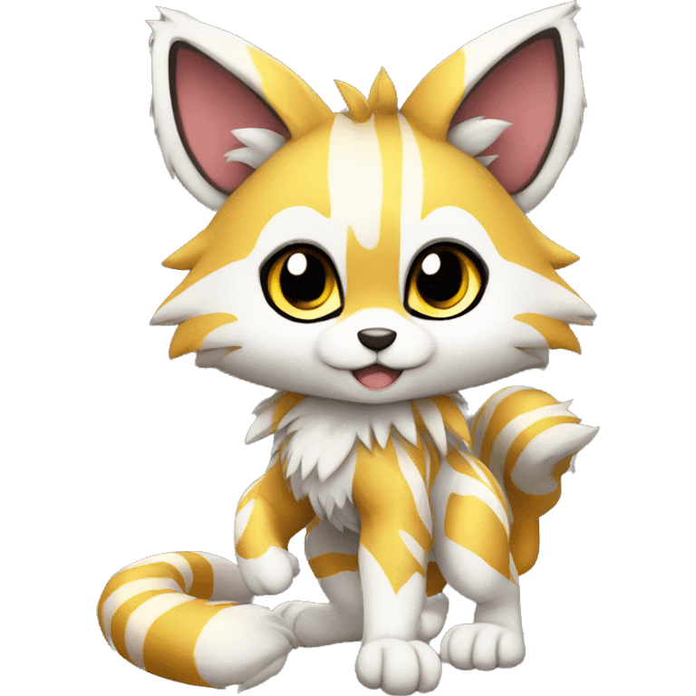 shiny, striped, Kemono-style, Chibi, Anthro-Fur-Sona-Fakémon, Full Body emoji