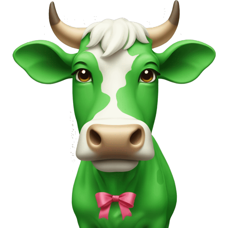 green cow with bow emoji