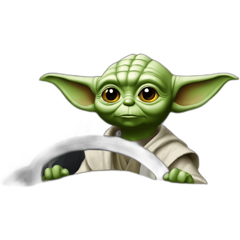 Yoda driving inside silver 2001 Honda civic emoji