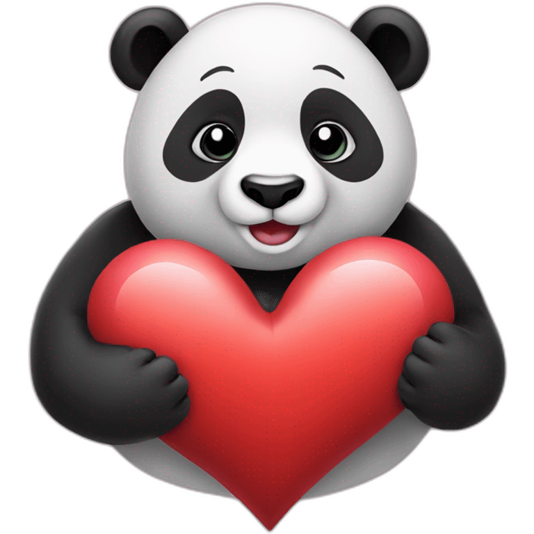 Panda holding a heart emoji