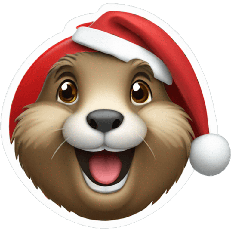 A marmot in red Santa Claus smiling  emoji