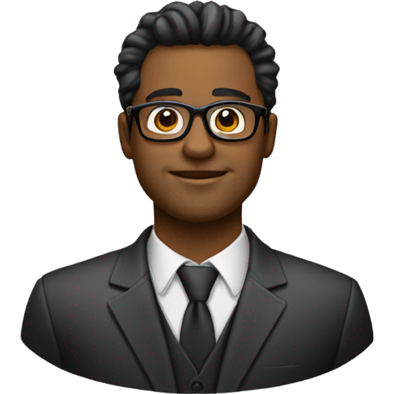 Homem com cabelos preto lisos de oculos executivo emoji