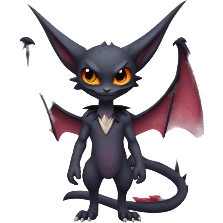  Kawaii Edgy Cool Vampiric Beautiful Noivern-Nargacuga-Litten with big Bat Ears full body emoji