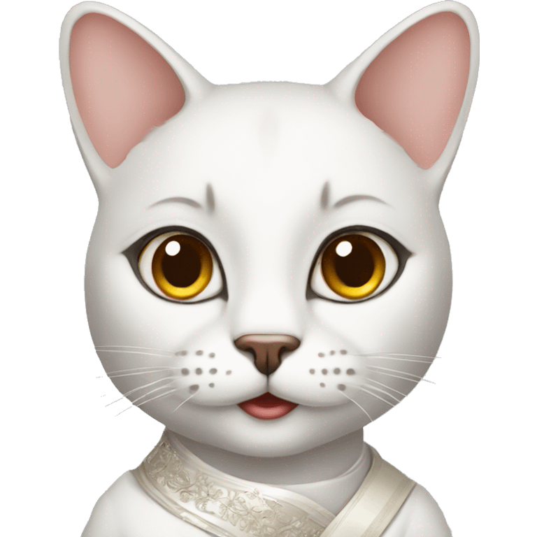 a politician cat in white saree emoji