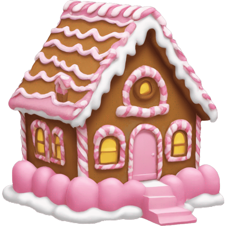 A pink gingerbread house emoji