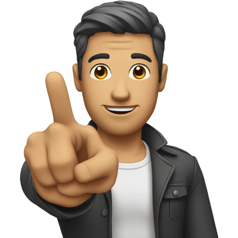 a man pointing with his right hand towards the camera emoji