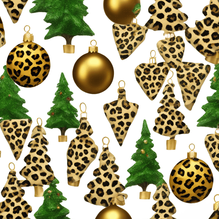 Leopard print Christmas tree with ortaments emoji