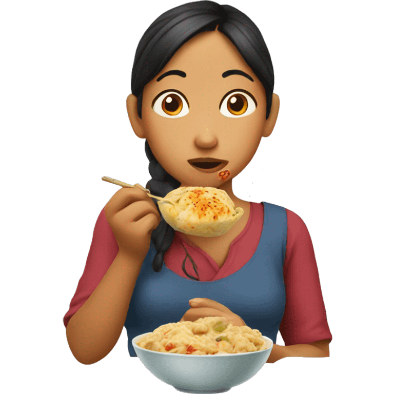 nepali girl eating momo emoji