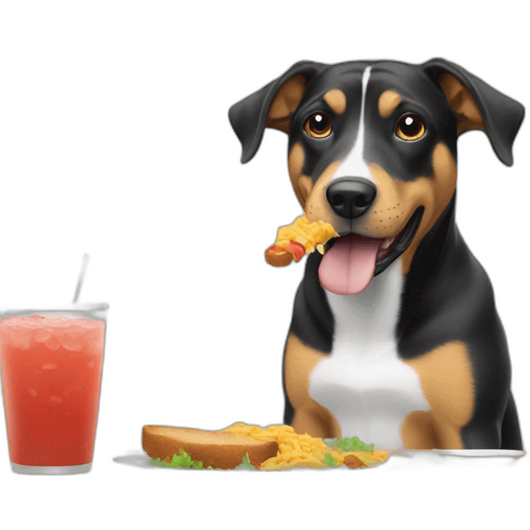 A dog eating lunch emoji