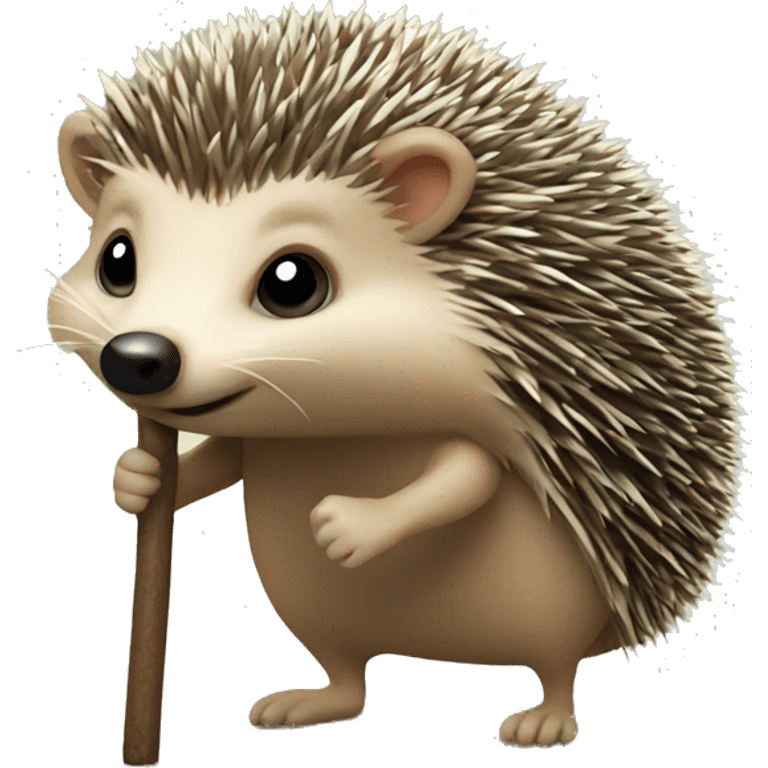 hedgehog with a stick emoji