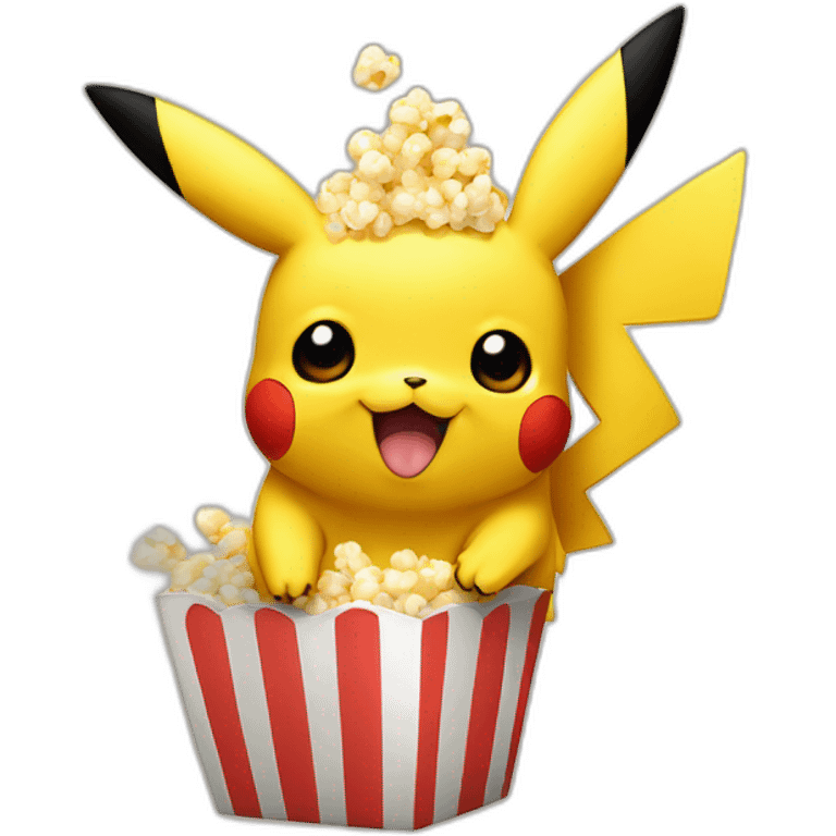 pikachu avec des popcorn emoji