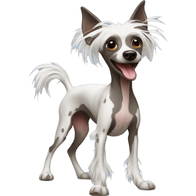 Dancing chinese crested dog emoji