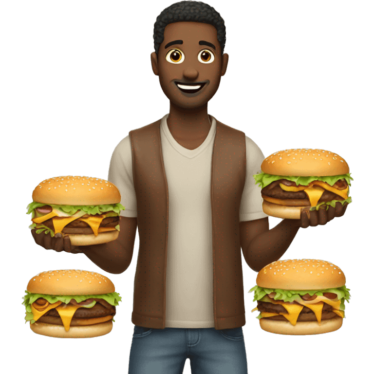 Men holding double cheeseburgers  emoji