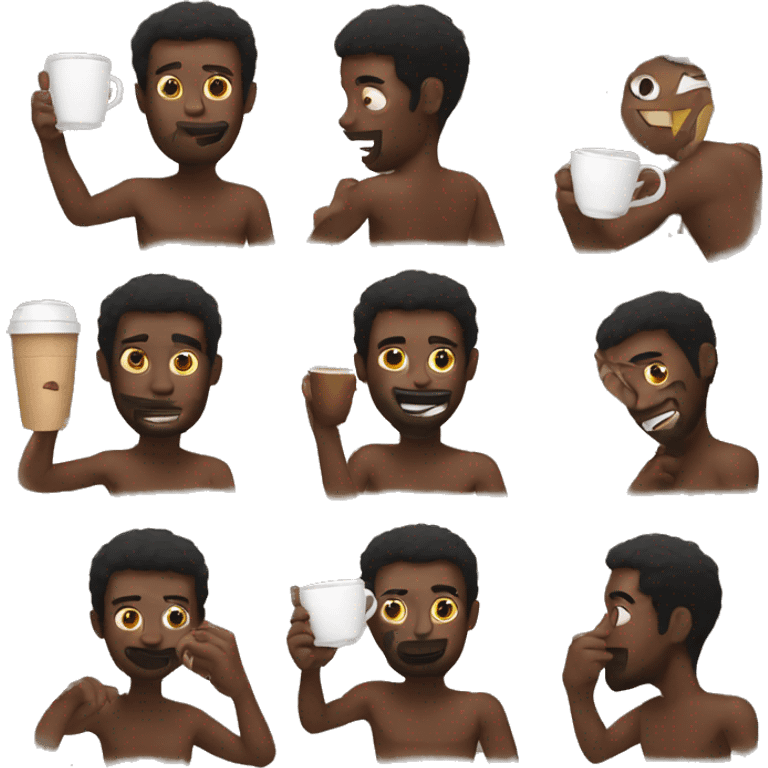 black shirtless man holding coffee emoji