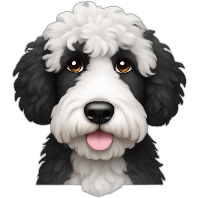 sheepadoodle with black patch over left eye emoji