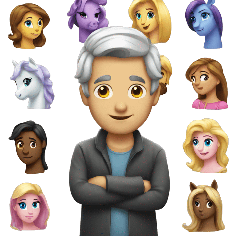 a man looks at princesses and ponies emoji