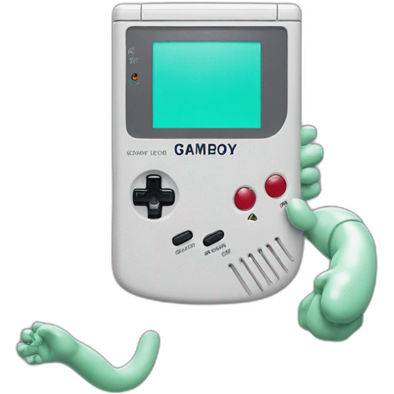 gameboy with arm and leg emoji