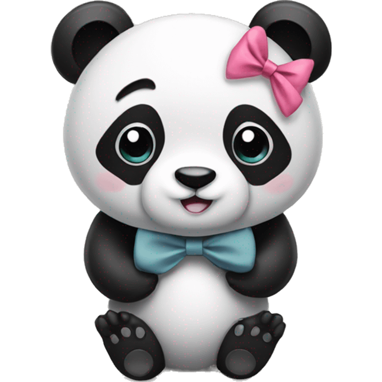 panda wearing a bow emoji