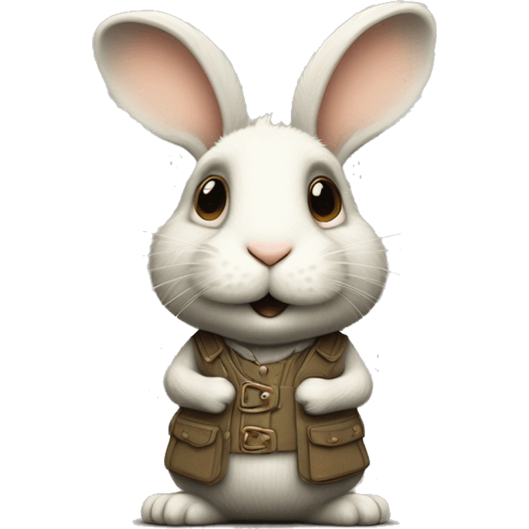 highest quality cutest little rabbit  in the world, in the style of Machinarium and Mattias Adolfsson and Pixar and Beatrix Potter, smooth, sharp focus, highly detailed, ultra sharp, illustration, digital painting emoji