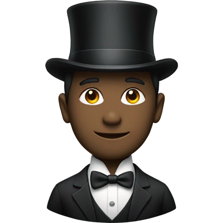 Man wearing a top hat with a black suit emoji