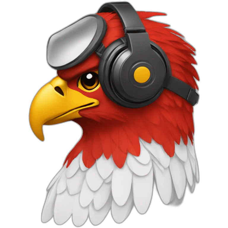 red eagle wearing headset emoji