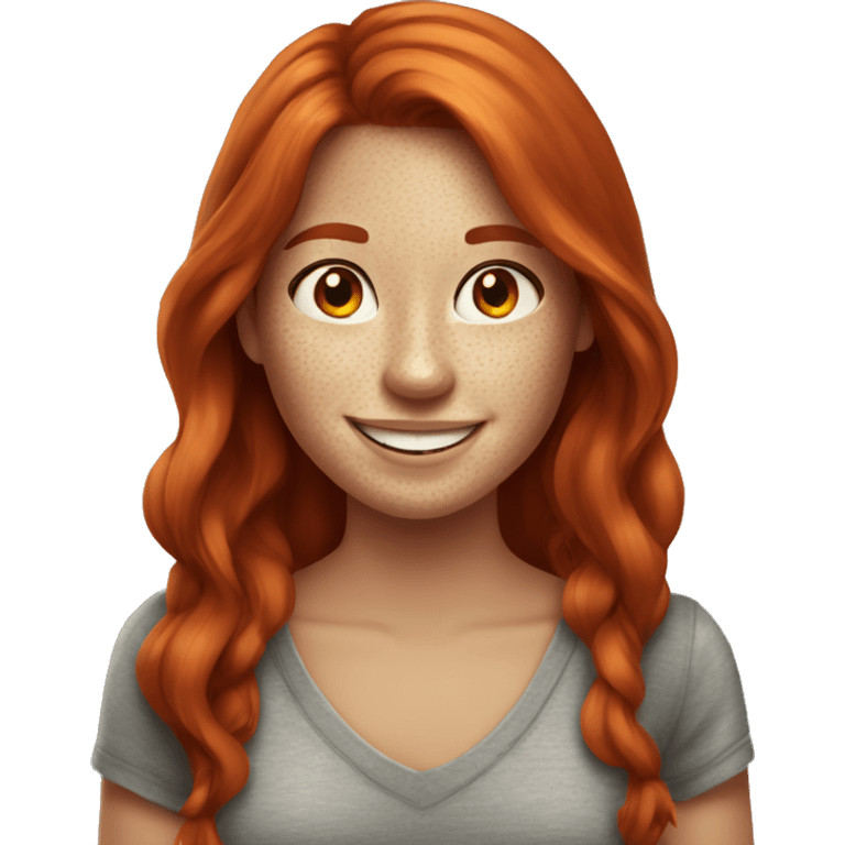 long red hair girl with freckles smiling emoji